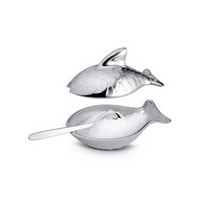 photo Alessi-Colombina fish Salt cellar with spoon in 18/10 stainless steel 1